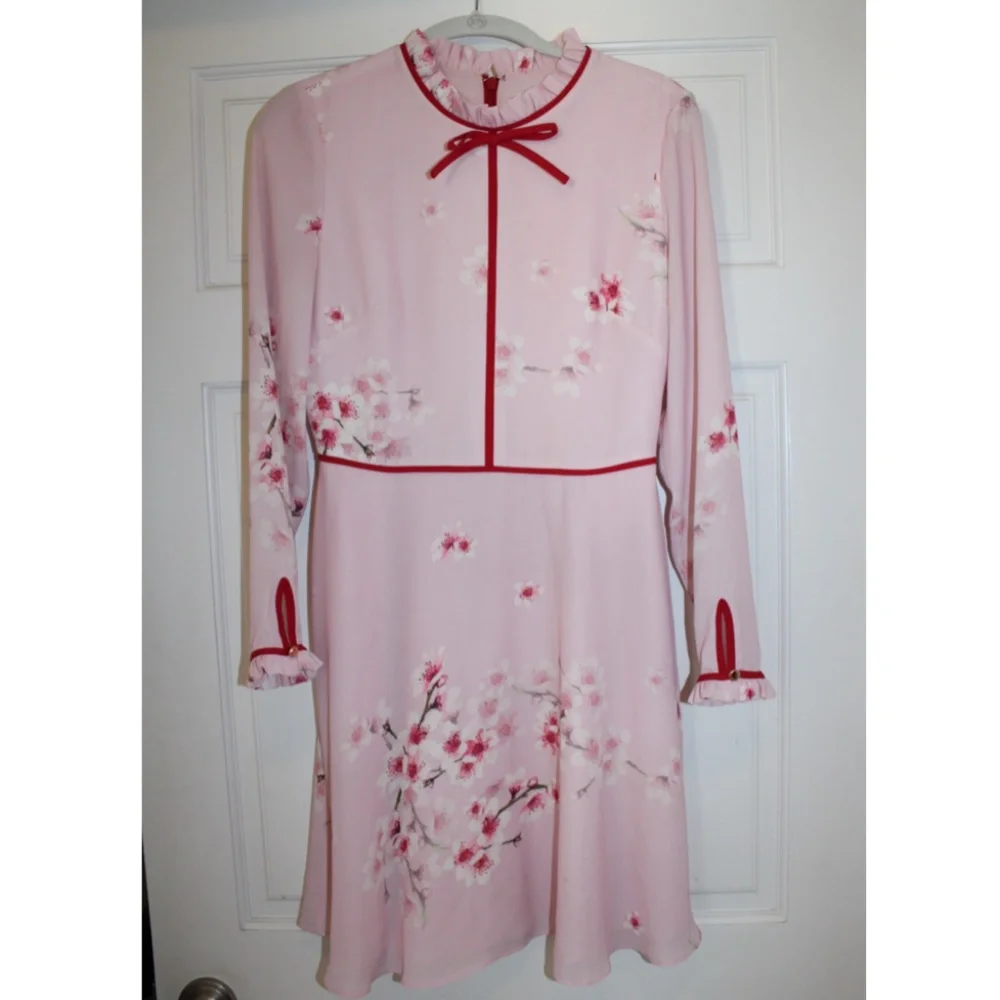 Ted Baker Pink Mini Long Sleeve Pink Dress Size 1 ( US 4) - Picture 2 of 6